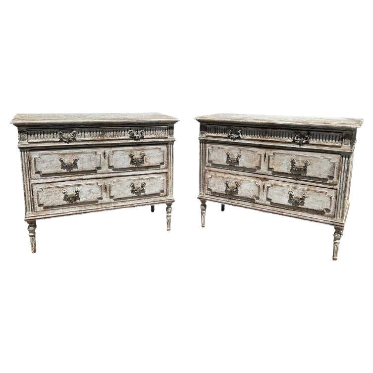 Pair of 19th Century Italian Painted Chest of Drawers