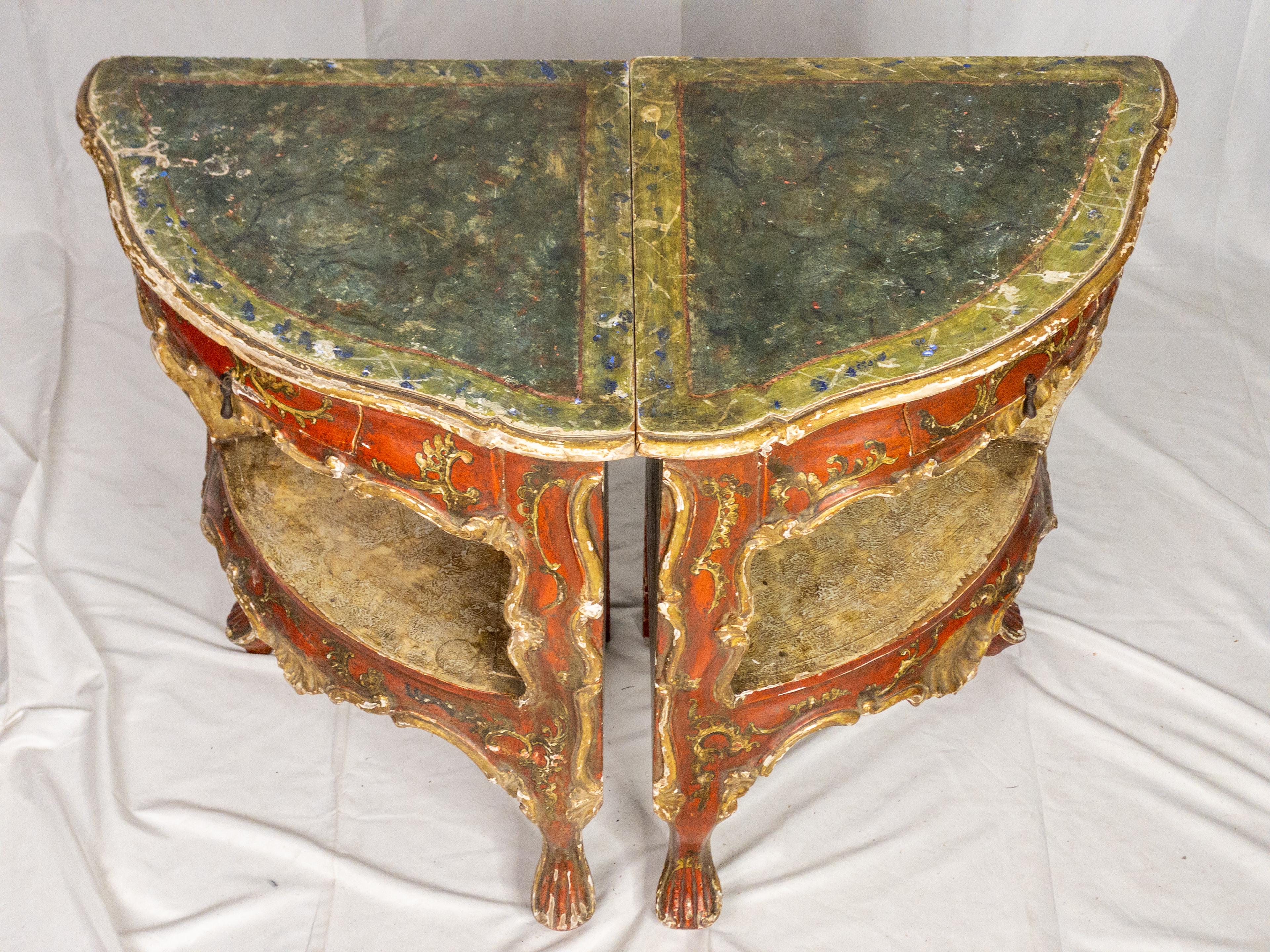 Pair of 19th Century Italian Painted Chests For Sale 5