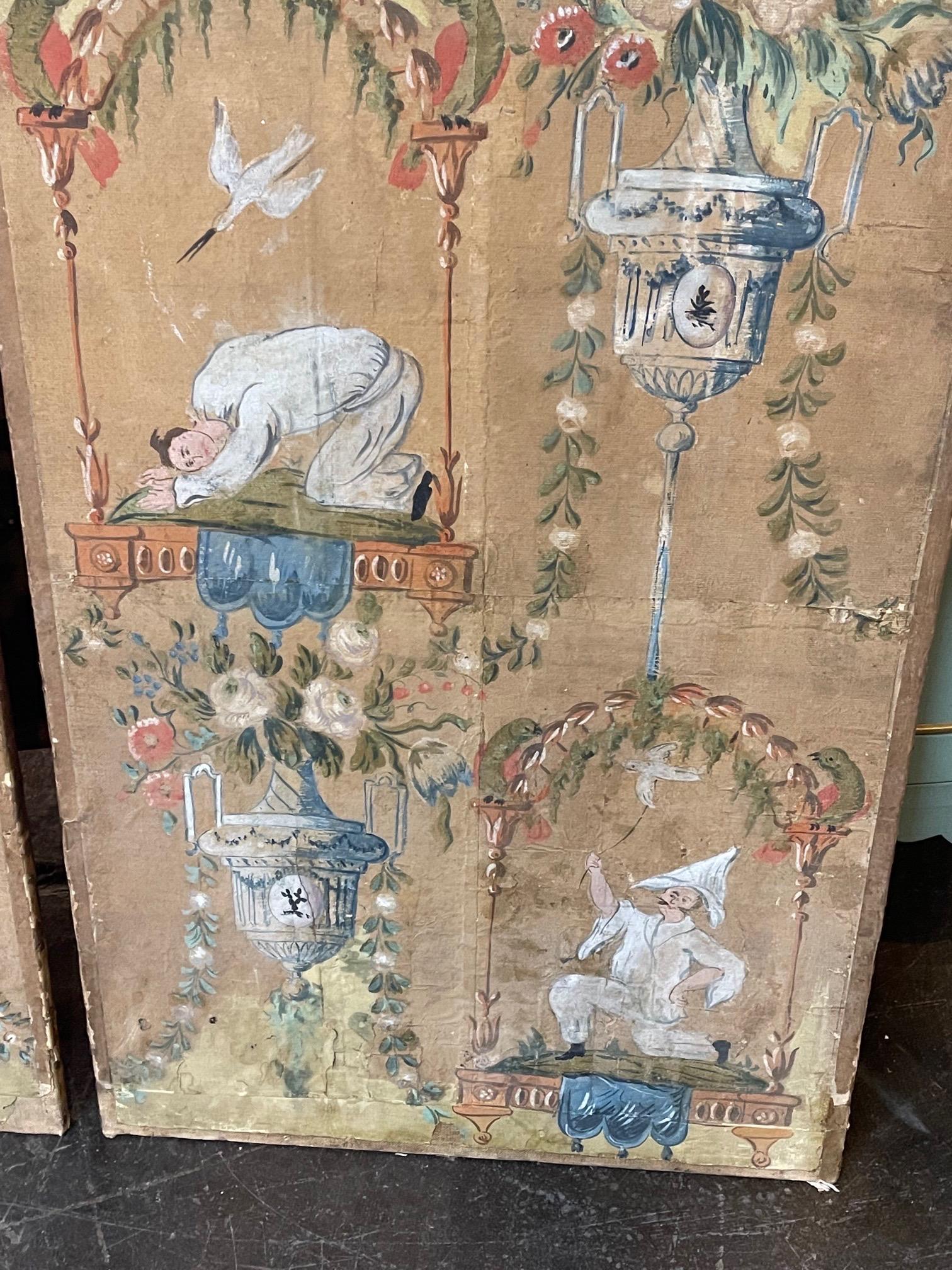 Pair of 19th Century Italian Painted Chinoiserie Panels In Good Condition In Dallas, TX