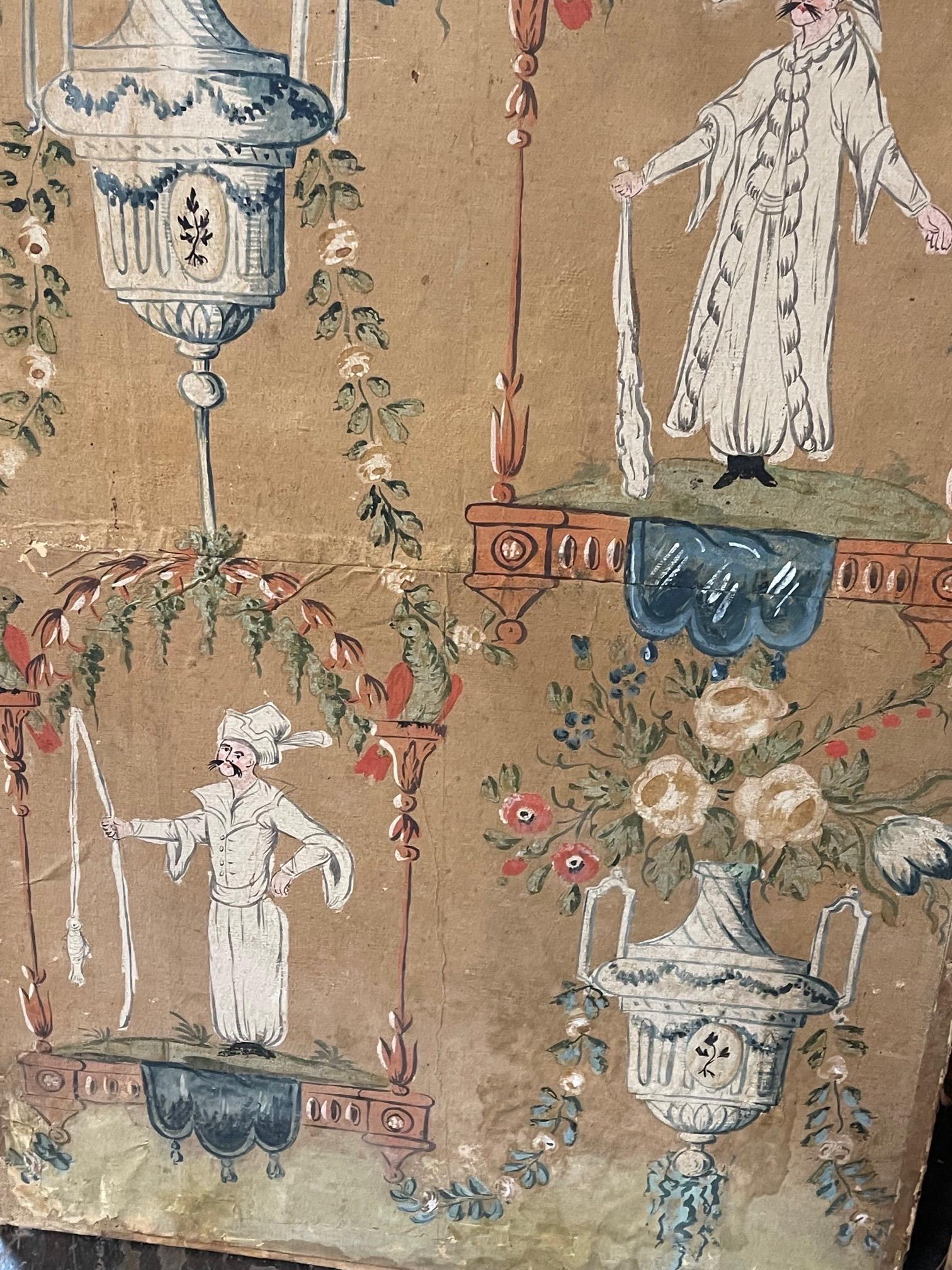 Canvas Pair of 19th Century Italian Painted Chinoiserie Panels