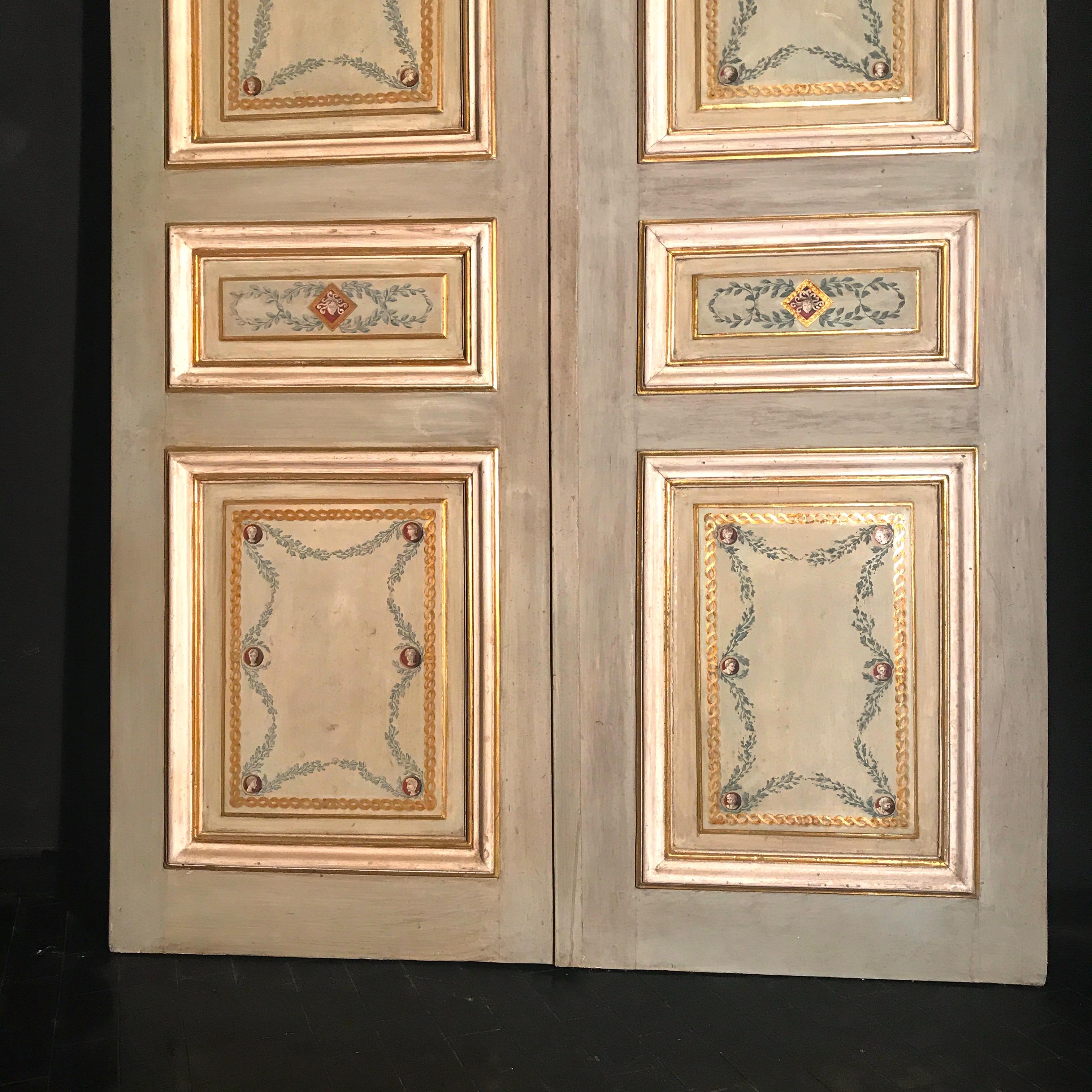 Hand-Painted Pair of 19th Century Italian Painted Doors or Panelling