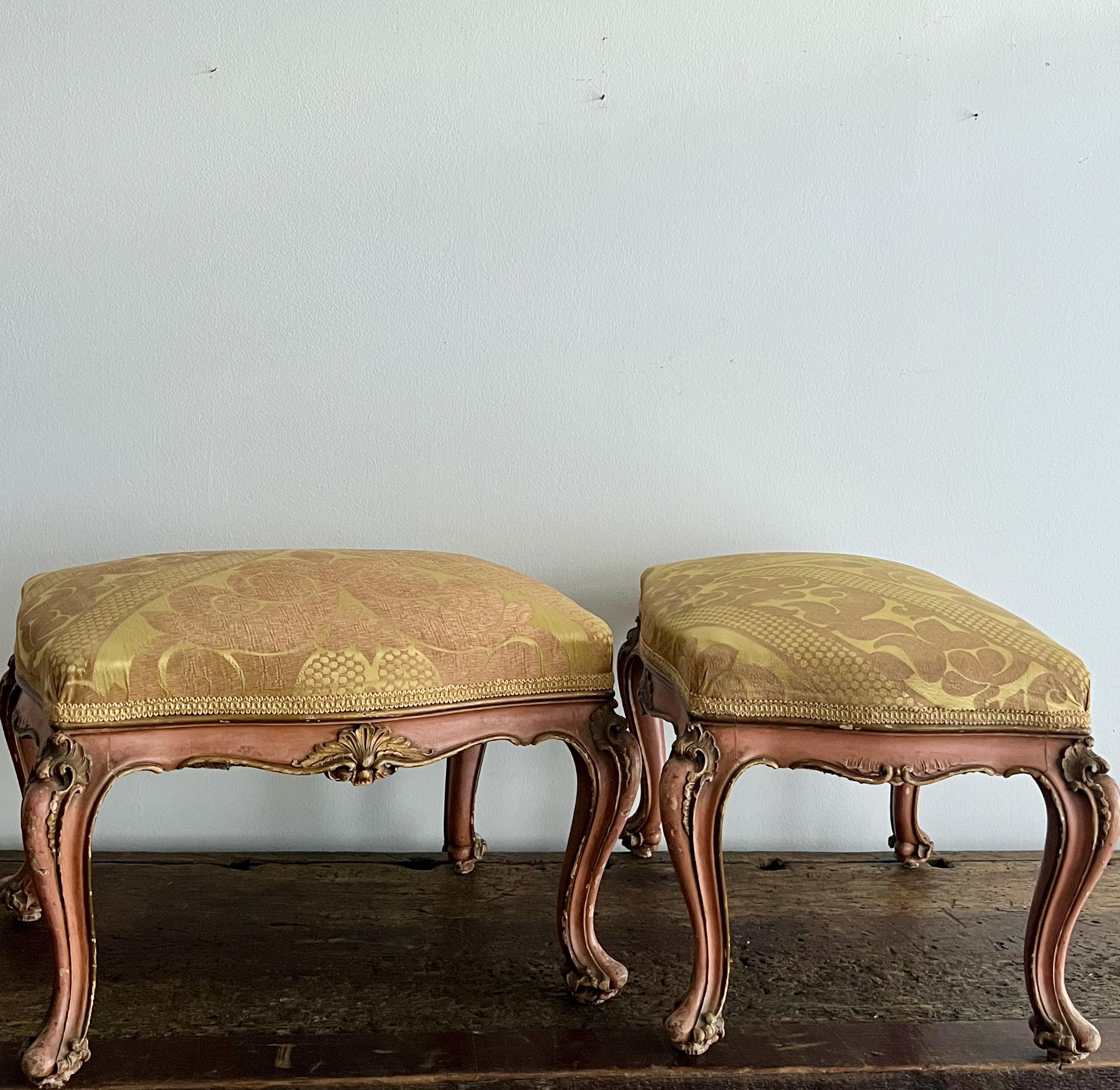 Pair of 19th century Italian Painted Footstools  In Good Condition For Sale In Charleston, SC