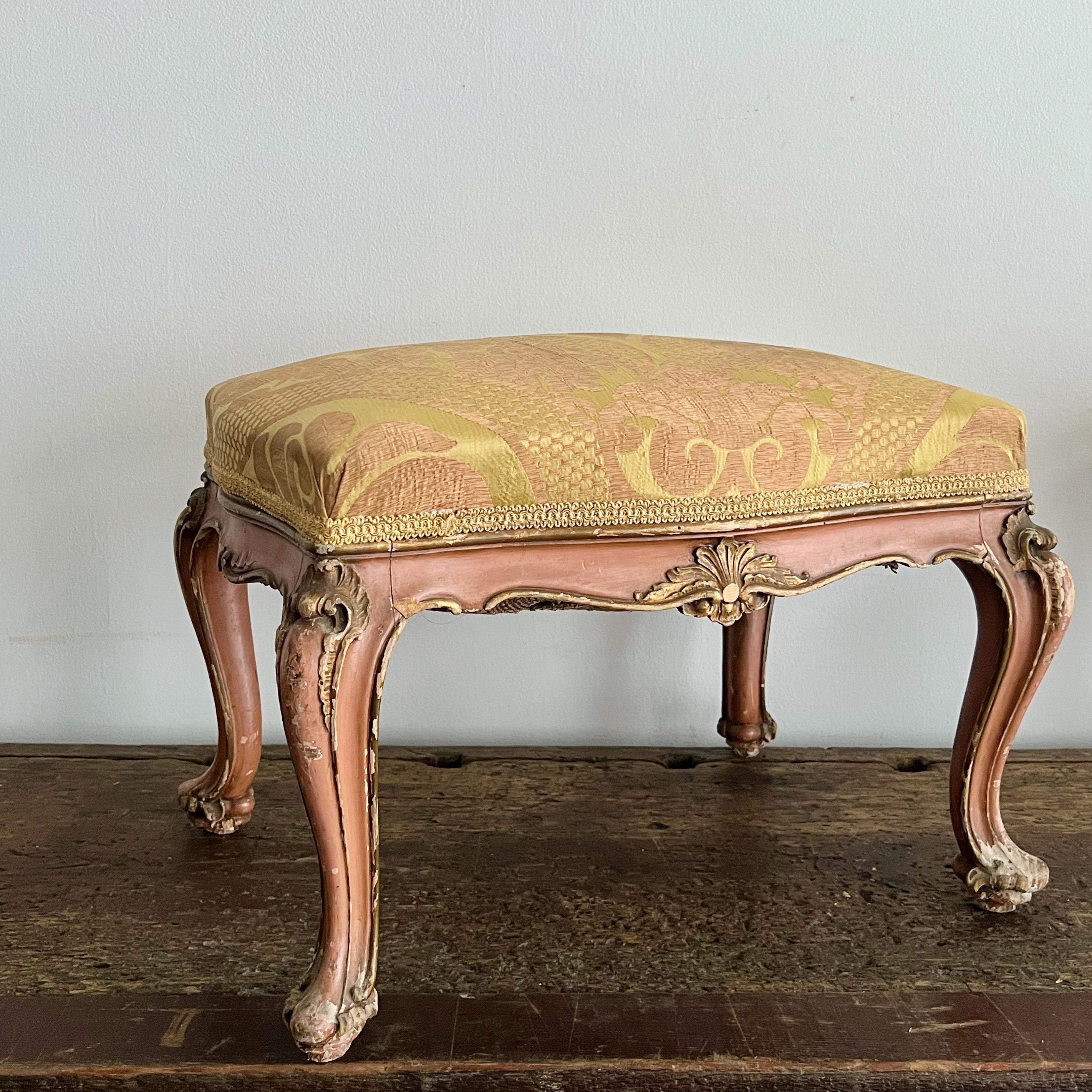 Fabric Pair of 19th century Italian Painted Footstools  For Sale