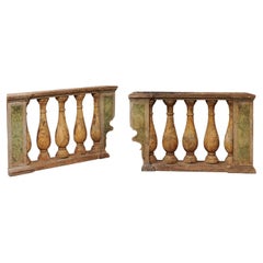 Antique Pair of 19th Century Italian Painted Wood Balustrade / Bannisters