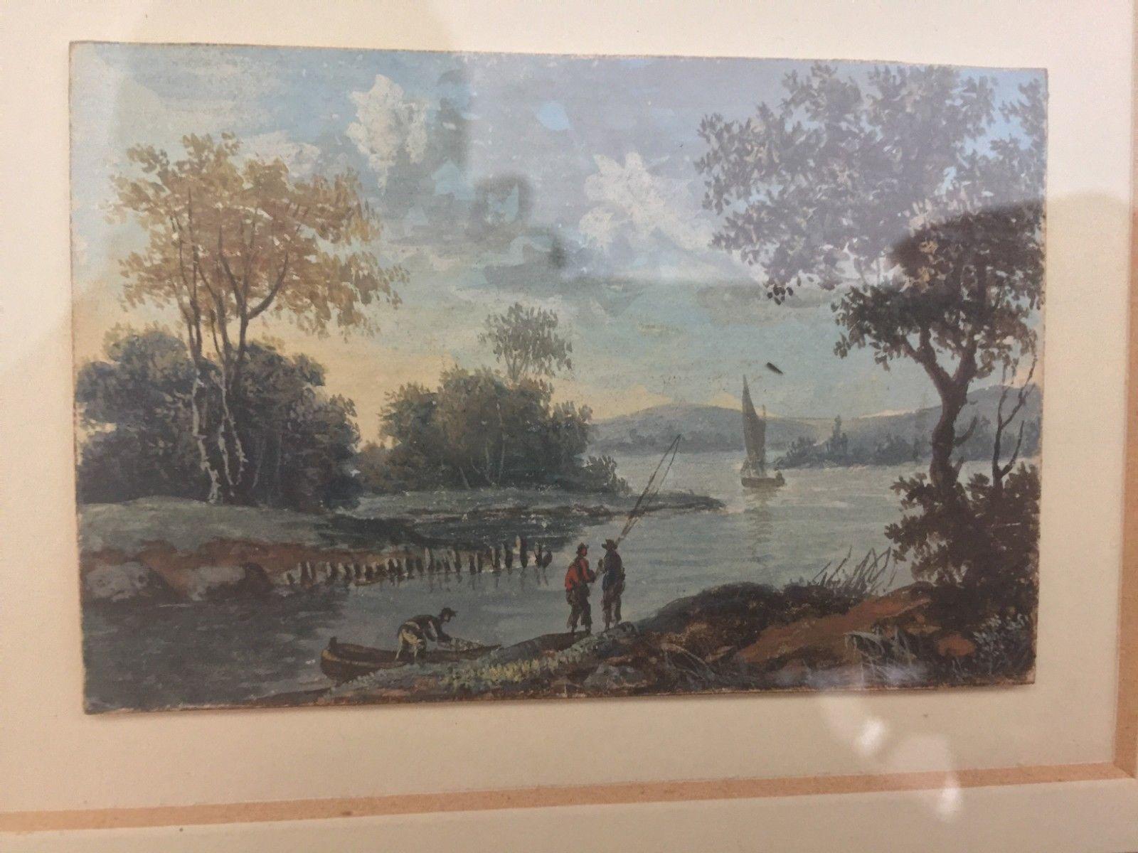 Oiled Pair of 19th Century Italian Paintings 1800 Landscape For Sale