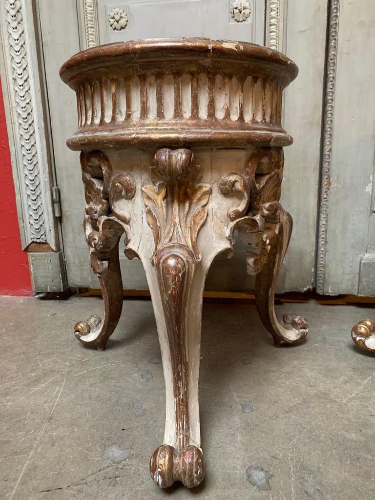 Pair of 19th Century Italian Parcel Gilt and Painted Jardiniere Stands ...