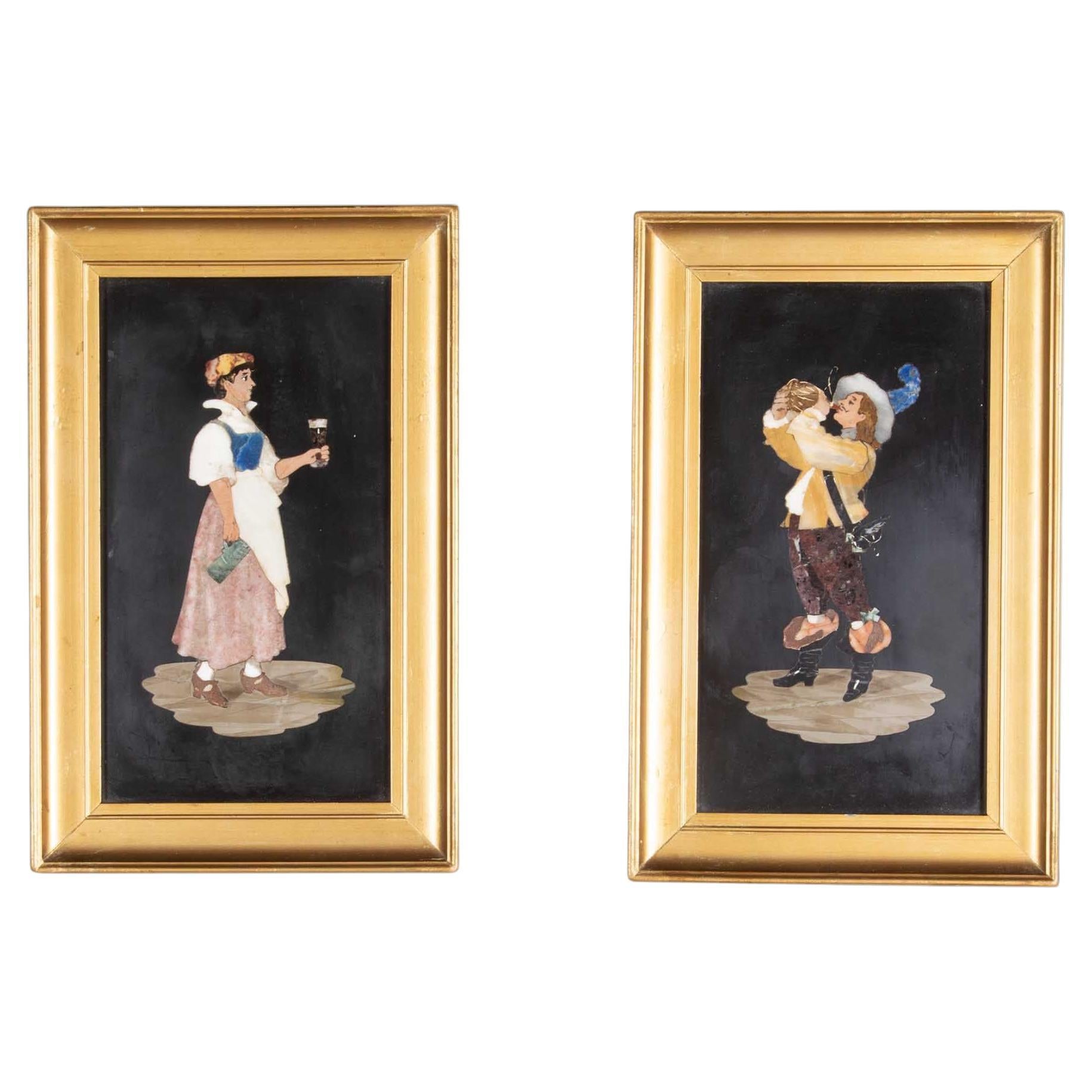 Pair of 19th Century Italian Pietra Dura Panels en vente