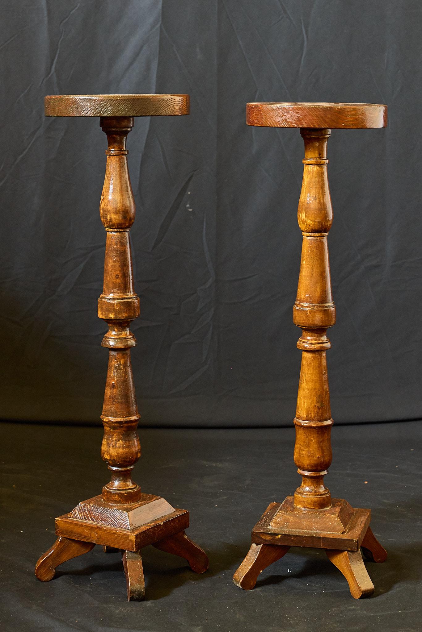 Pair of 19th Century Italian Pine Plant Stands For Sale 1