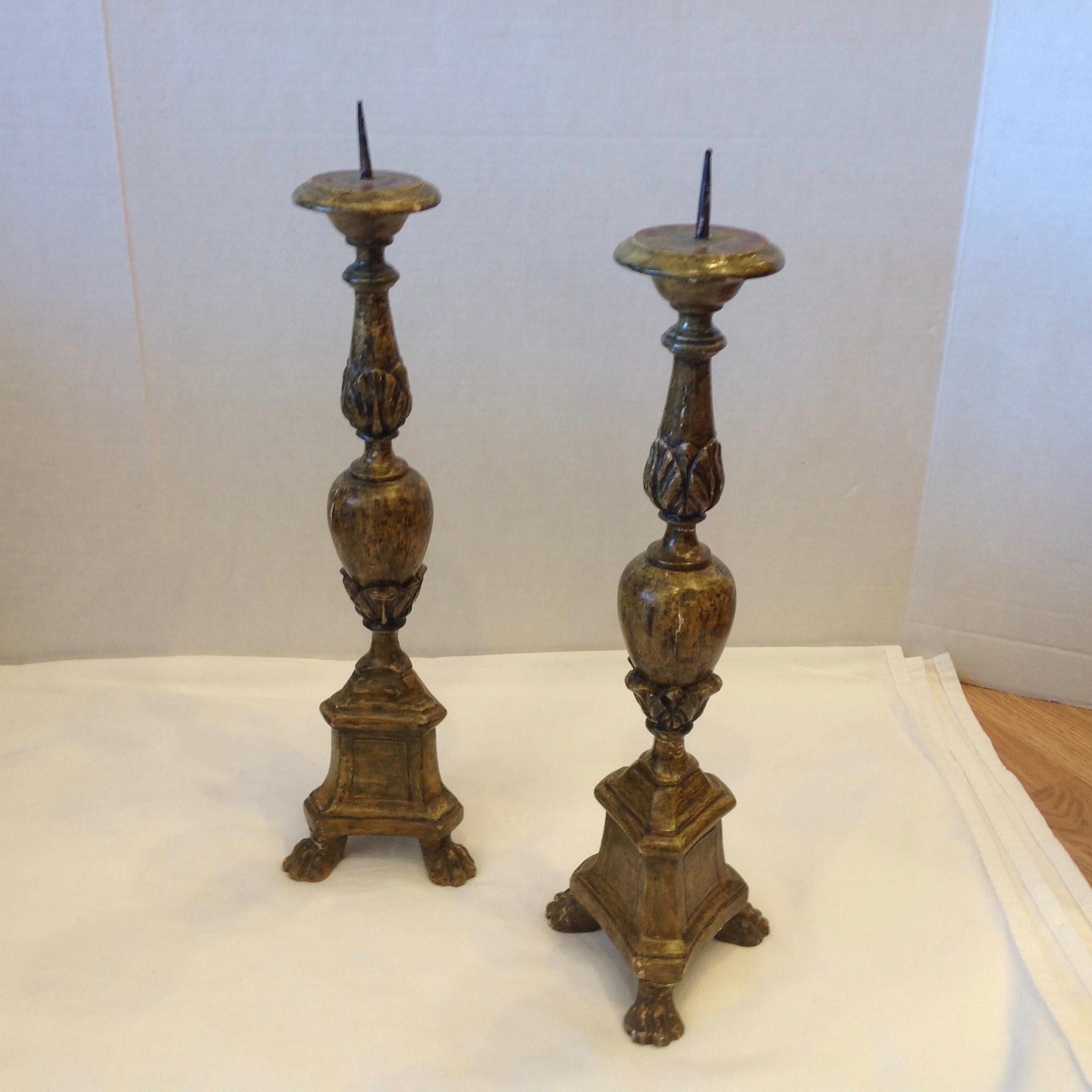 Pair of 19th Century Italian Pricket Sticks In Good Condition For Sale In West Palm Beach, FL