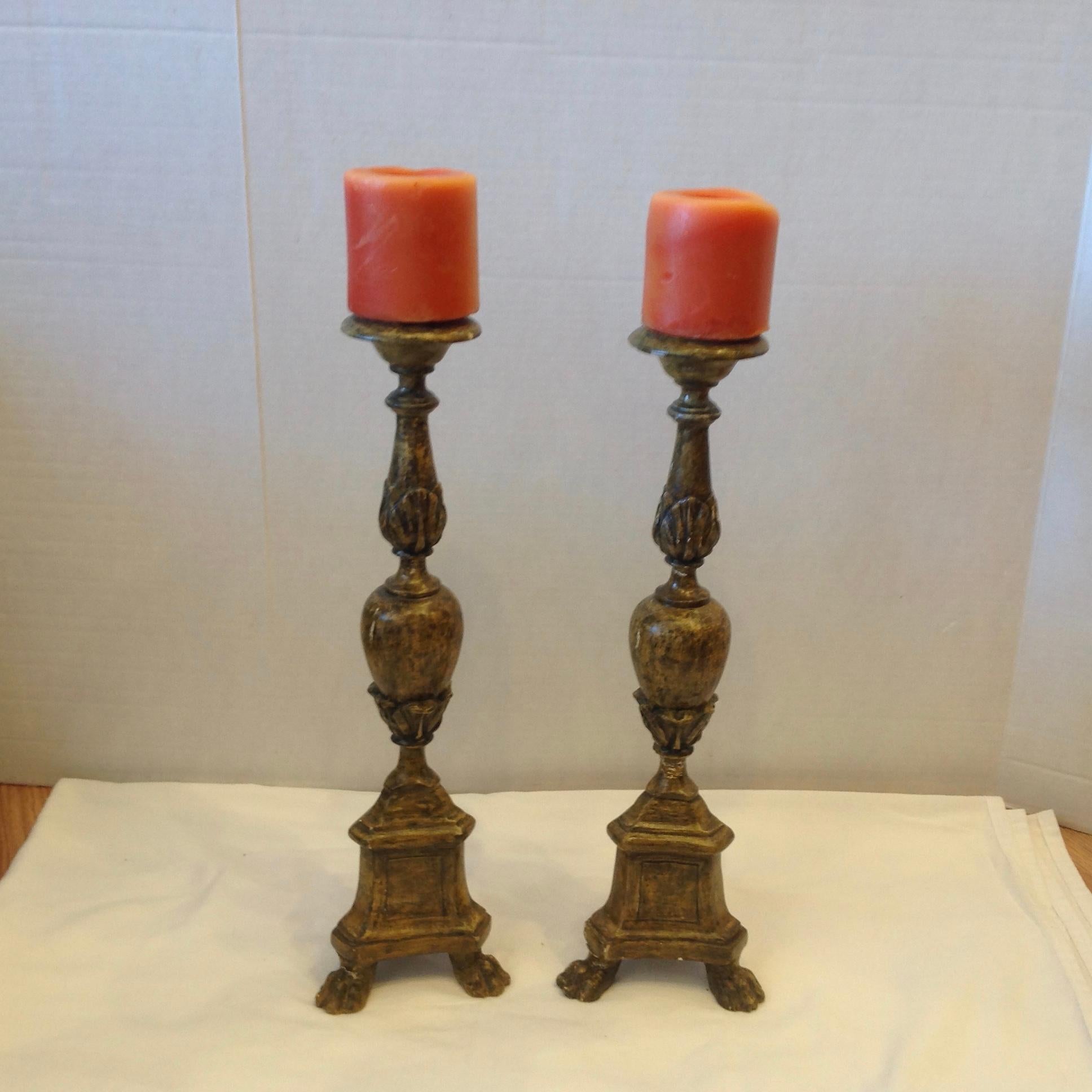 Metal Pair of 19th Century Italian Pricket Sticks For Sale