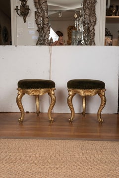 Pair of 19th Century Italian Regence Style Giltwood Benches