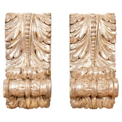 Pair of 18th Century Italian Régence Style Silver Leaf Corbels