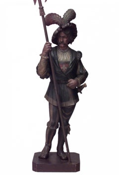 19th Century Italian Renaissance Polychrome Cavalier Figures, Pair