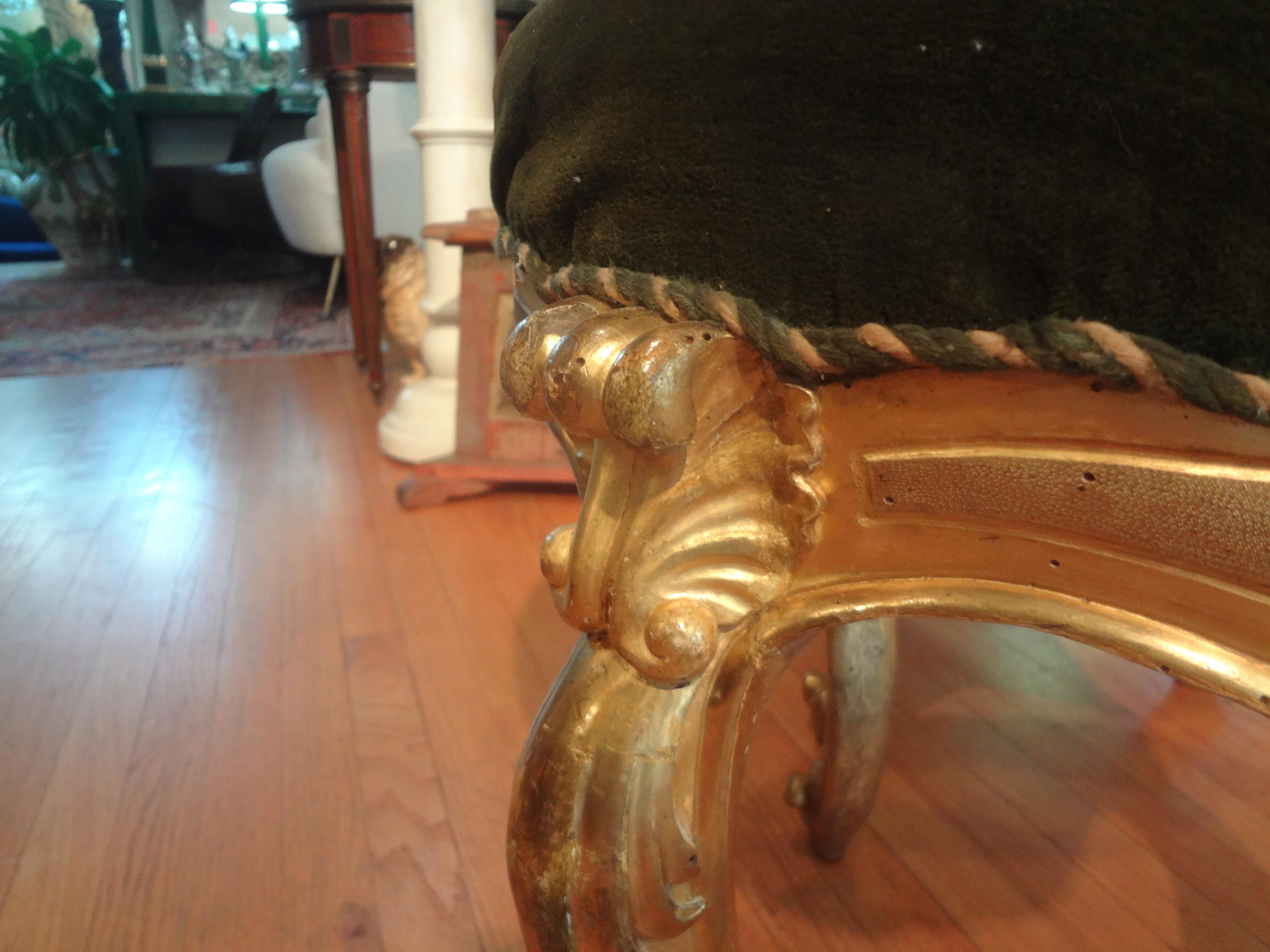 Pair of 19th Century Italian Regence Style Giltwood Ottomans For Sale 5