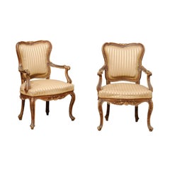 Pair of 19th Century Italian Rococo Painted Armchairs