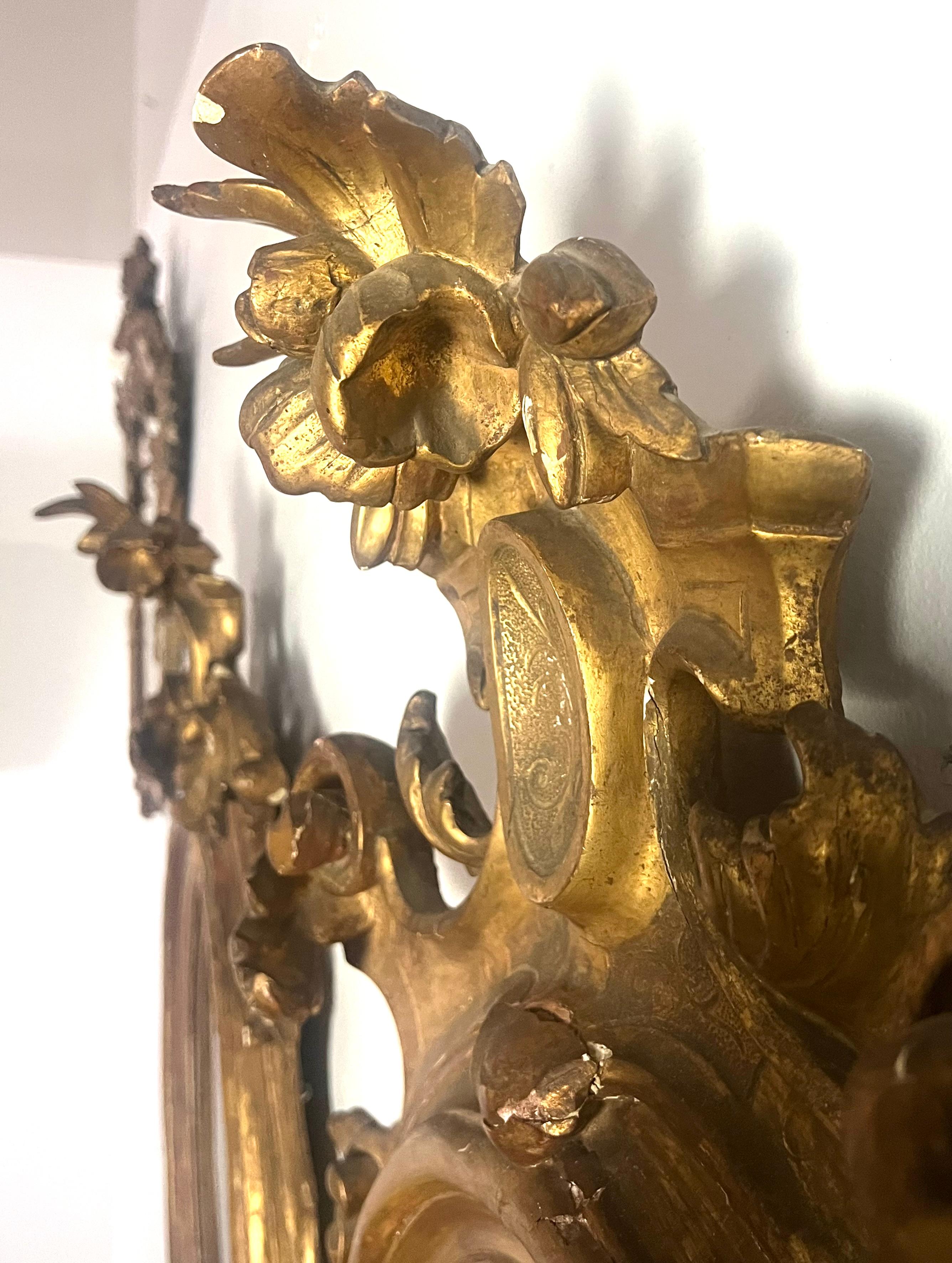 Coppia di specchi in legno dorato in stile rococò italiano del XIX secolo in vendita 9