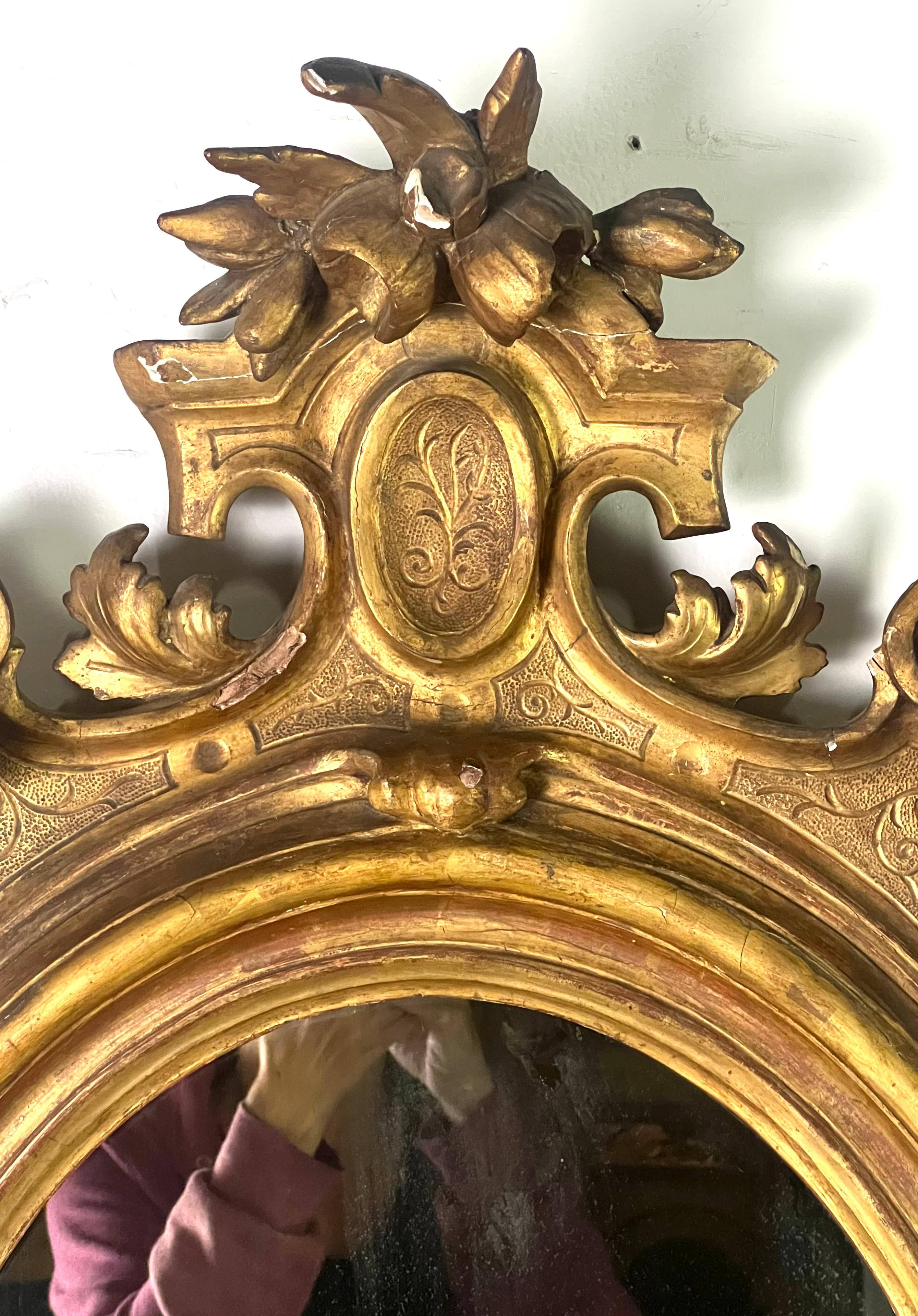 Italiano Coppia di specchi in legno dorato in stile rococò italiano del XIX secolo in vendita