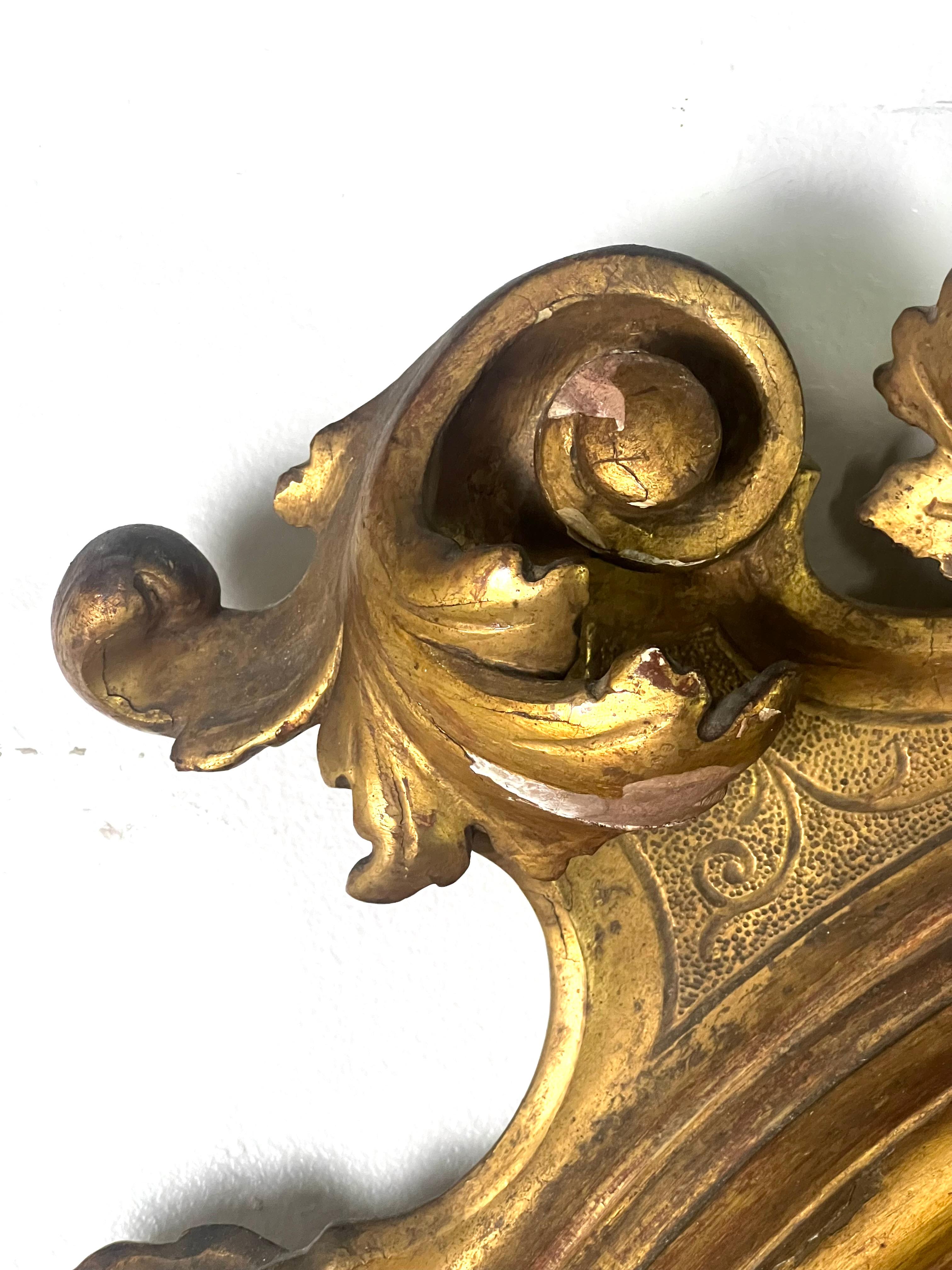 Legno dorato Coppia di specchi in legno dorato in stile rococò italiano del XIX secolo in vendita