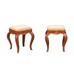 Pair of 19th Century Italian Rococo Style Red & Gilt Painted Bench