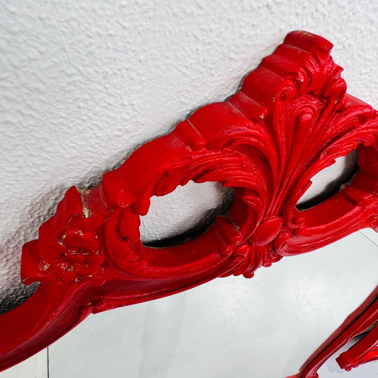 Wall Red Rococo Pair of 19th Century Italian Rococo Style Wall Mirrors For Sale at 1stDibs