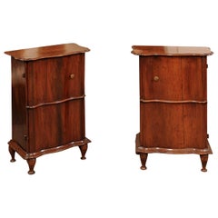 Pair of 19th Century Italian Rococo Style Walnut Commodini