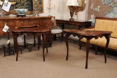 Pair of 19th Century Italian Serpentine Walnut Console Tables