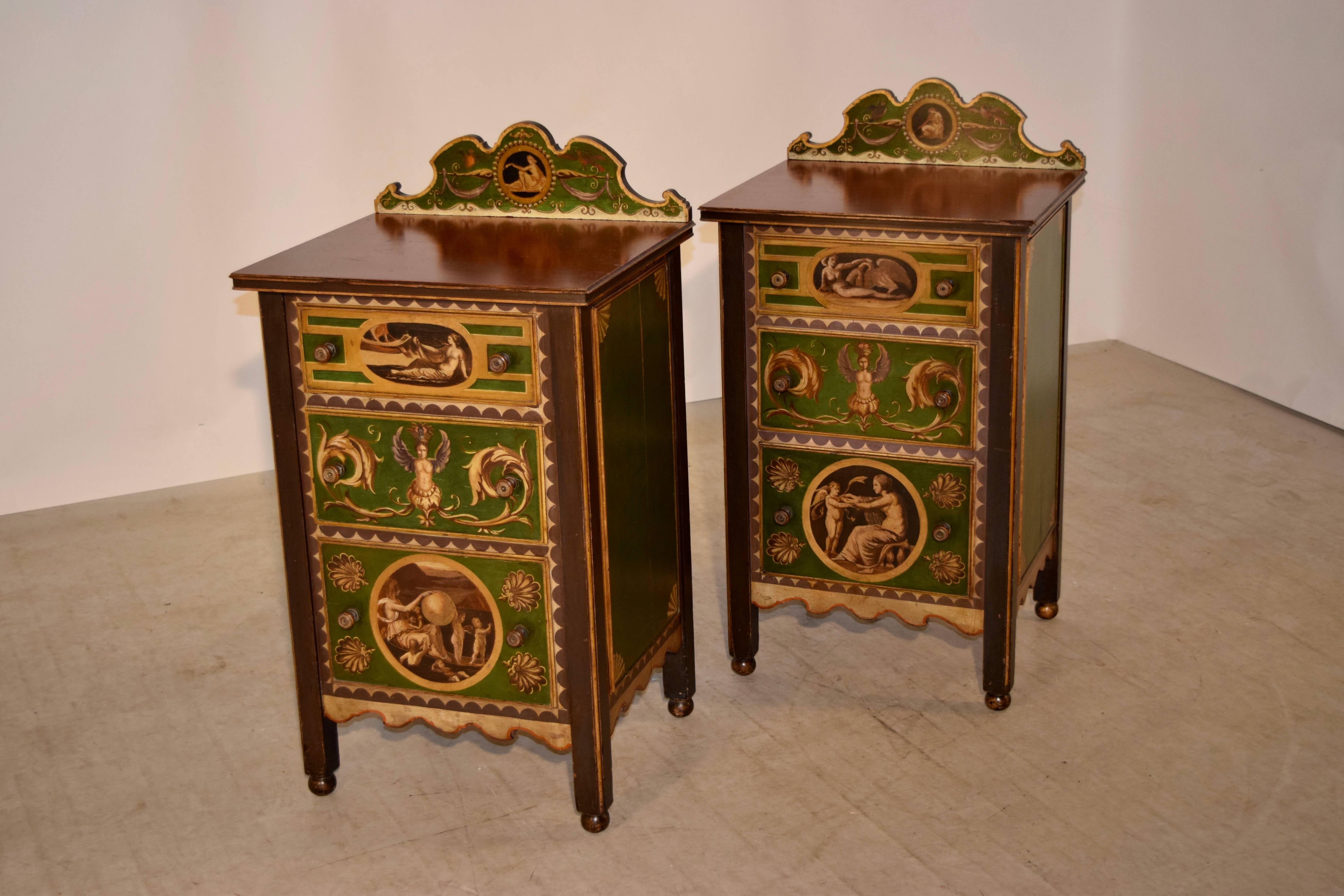 Hand-Painted Pair of 19th Century Italian Side Tables