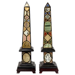 Pair of Italian Specimen Marble Obelisks