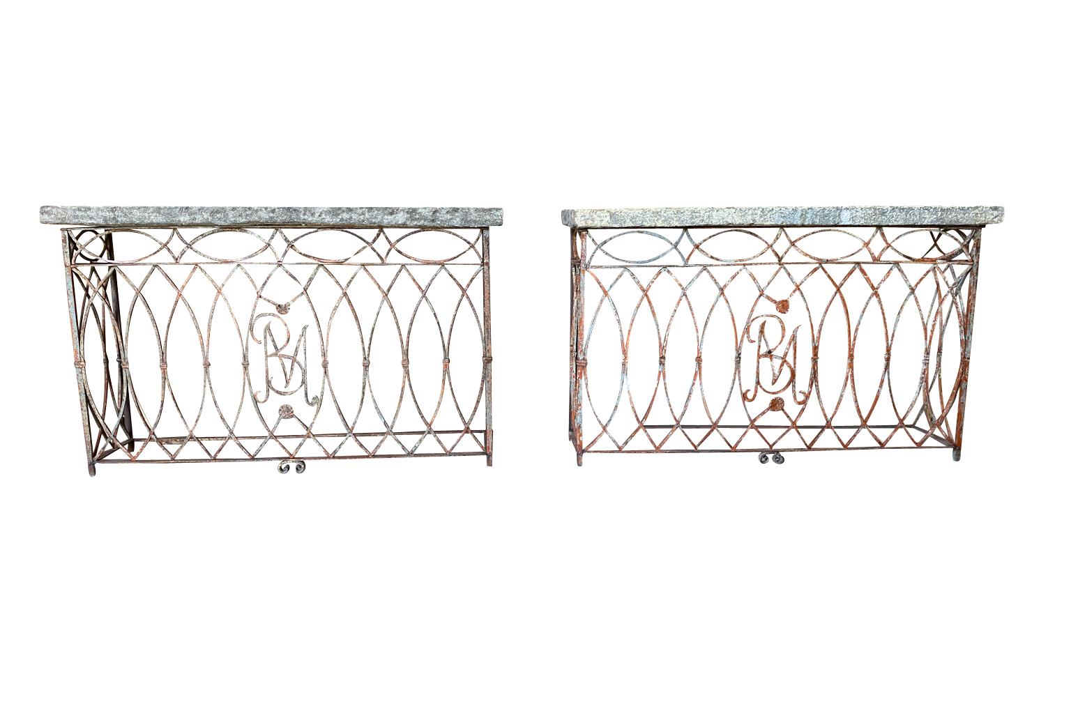 Pair of 19th Century Italian Stone Top Console Tables In Good Condition For Sale In Round Top, TX