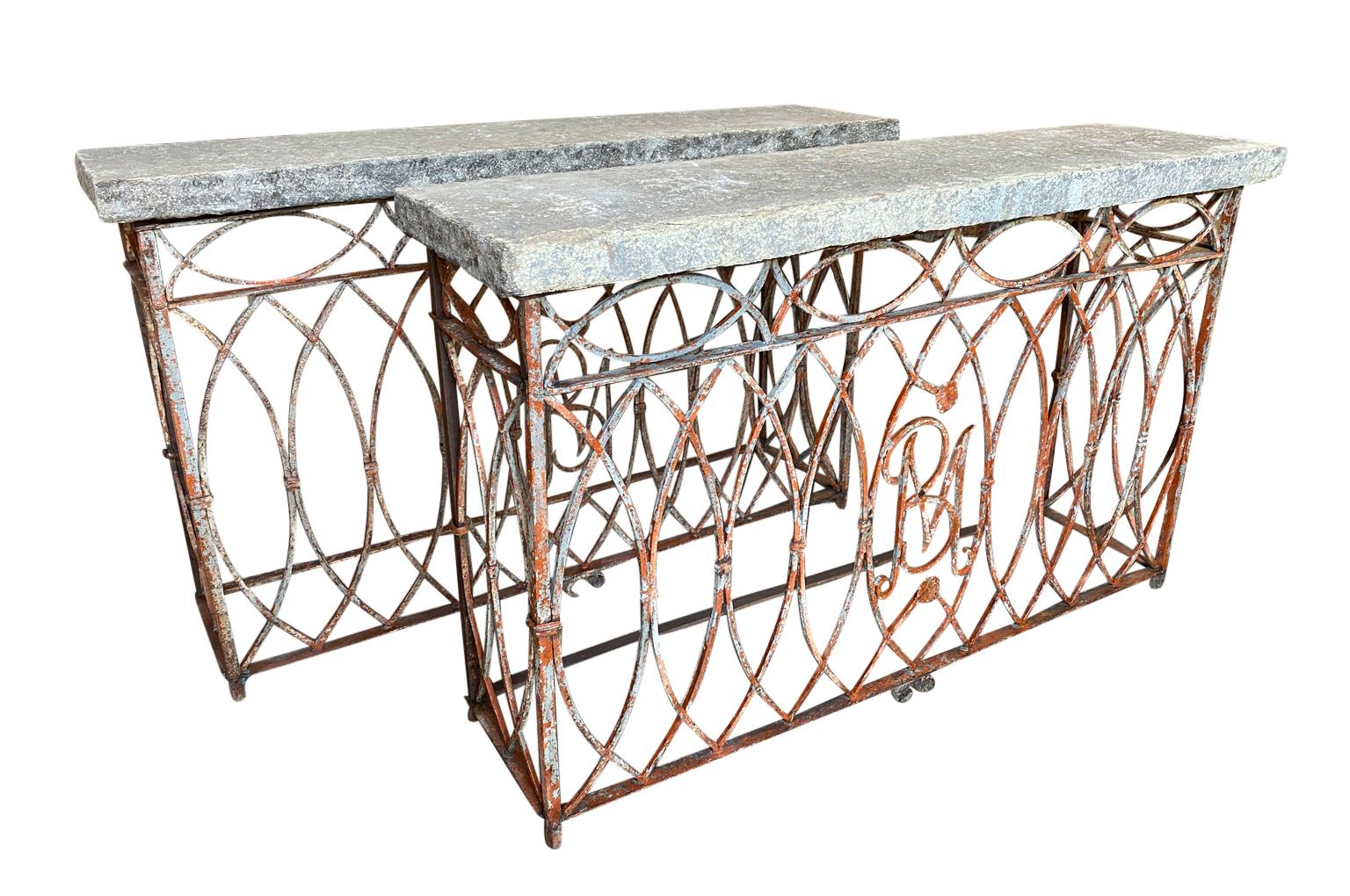Pair of 19th Century Italian Stone Top Console Table For Sale 2