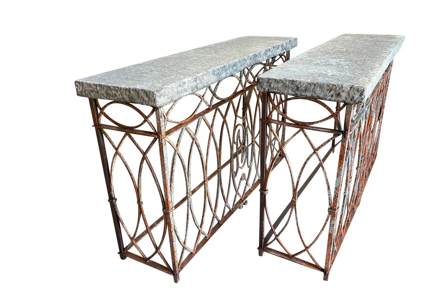 Pair of 19th Century Italian Stone Top Console Table For Sale 3