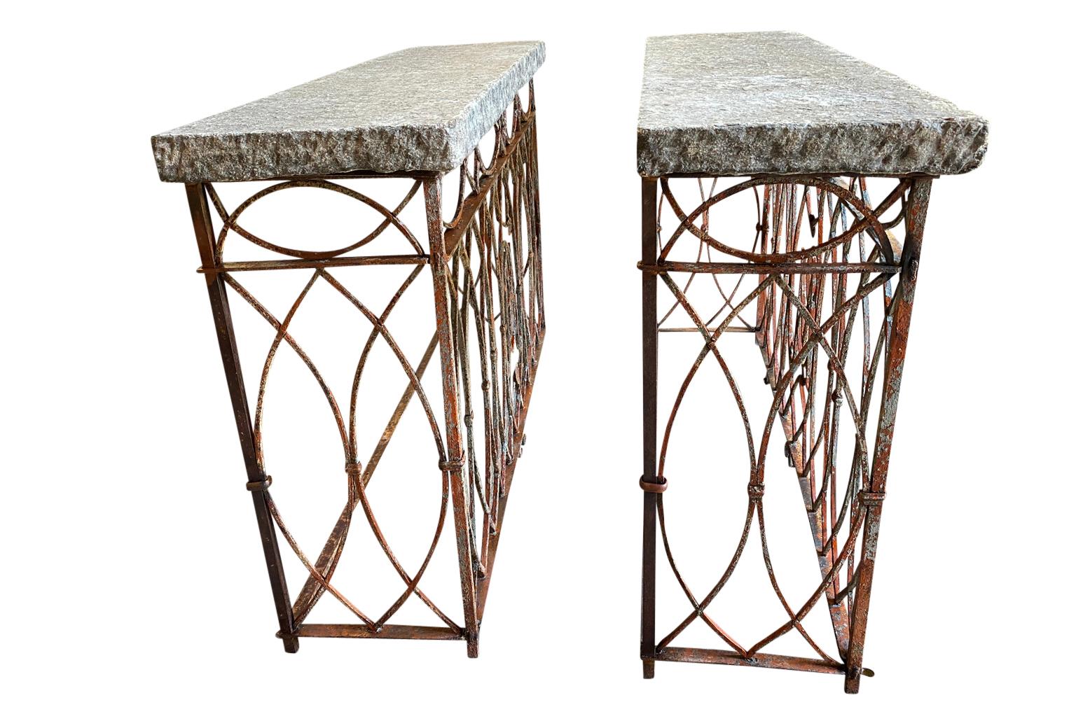 Pair of 19th Century Italian Stone Top Console Table For Sale 4