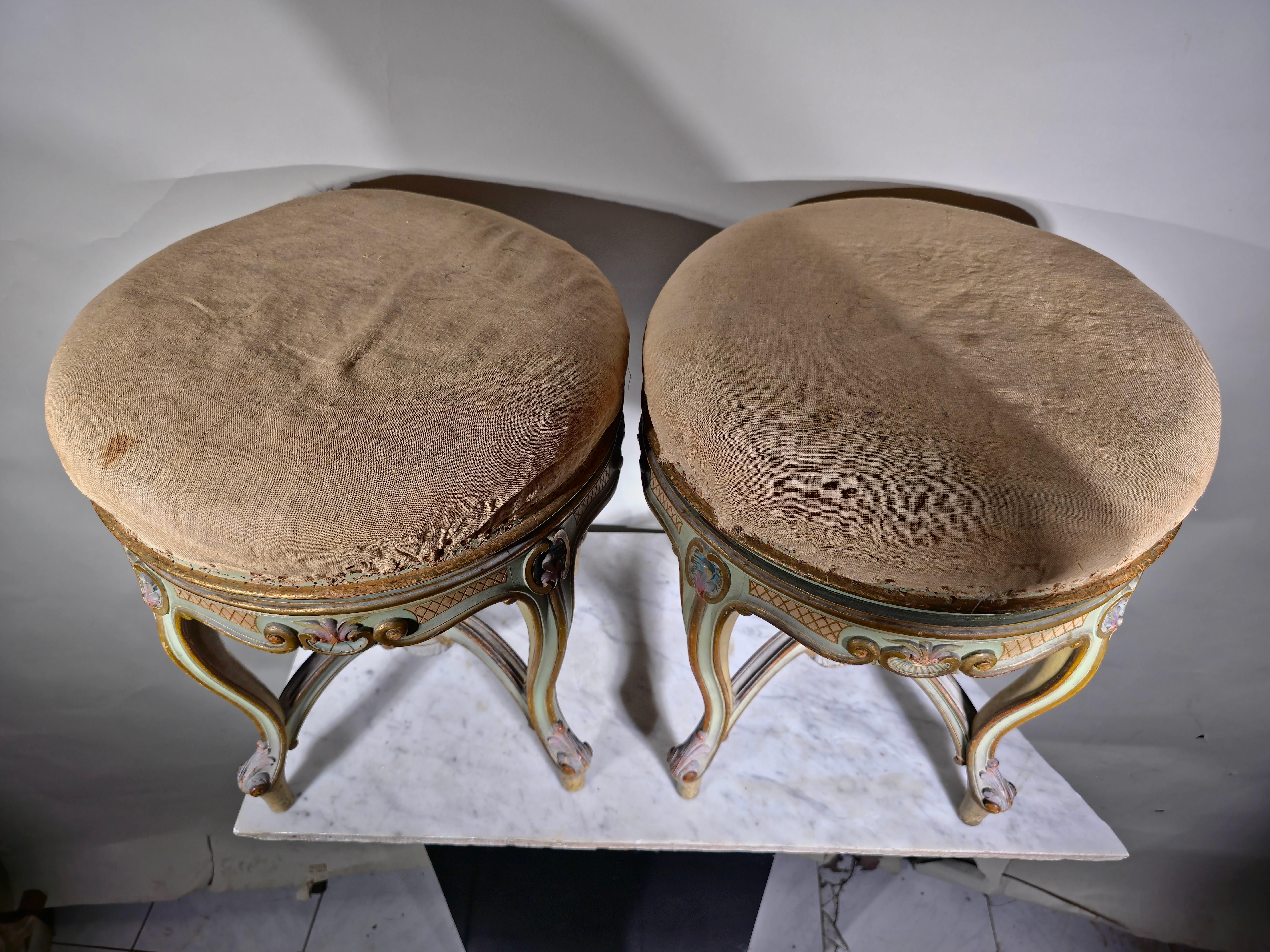 Fruitwood Pair of 19th Century Italian Stools For Sale