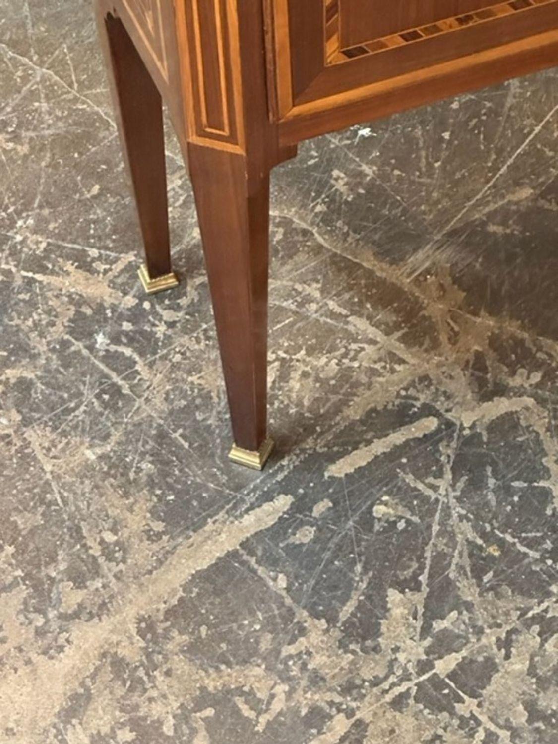 Marble Pair of 19th Century Italian Tables with Marquetry Inlay For Sale