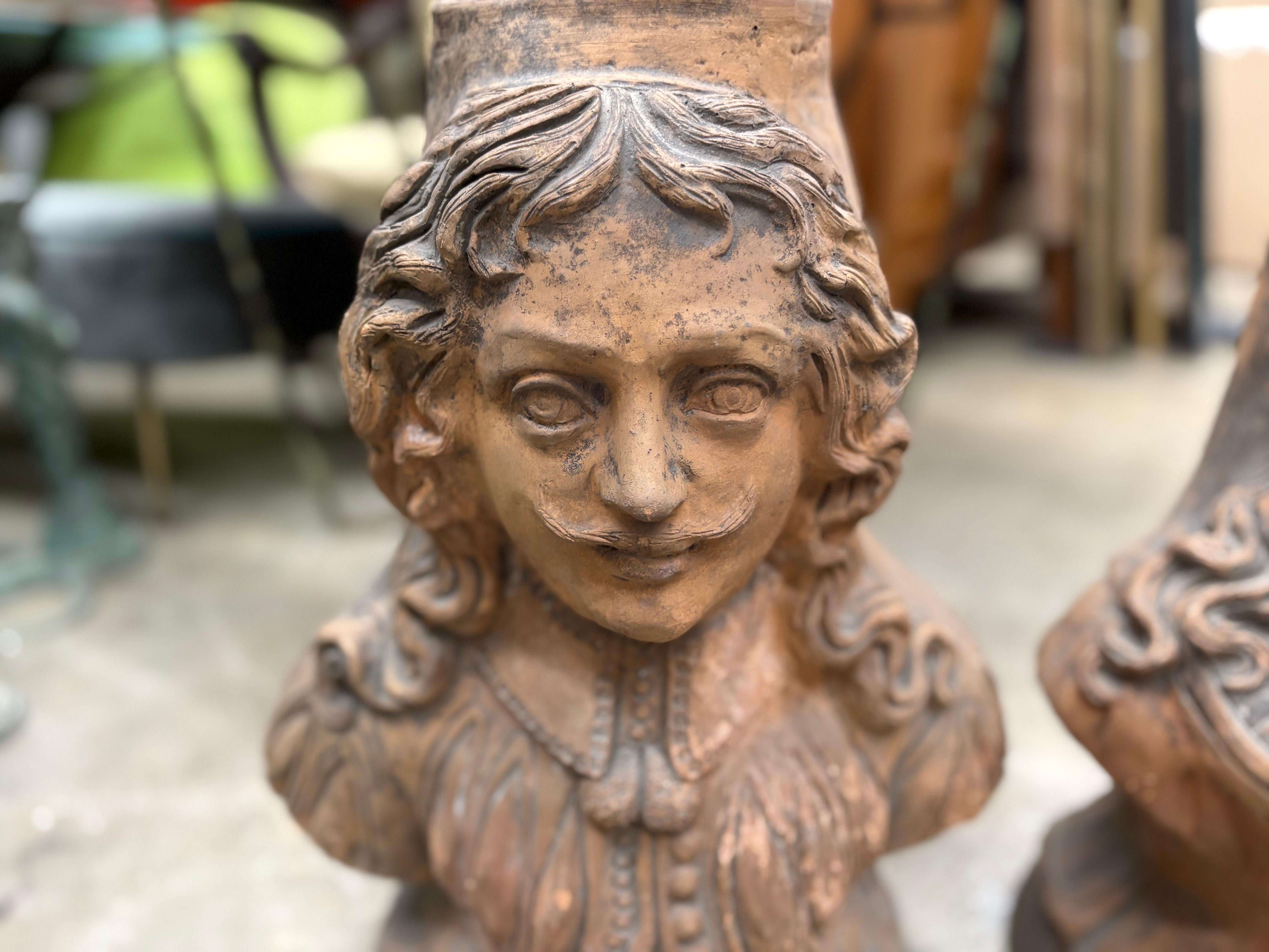 Terracotta Coppia di busti in terracotta italiana del XIX secolo in vendita