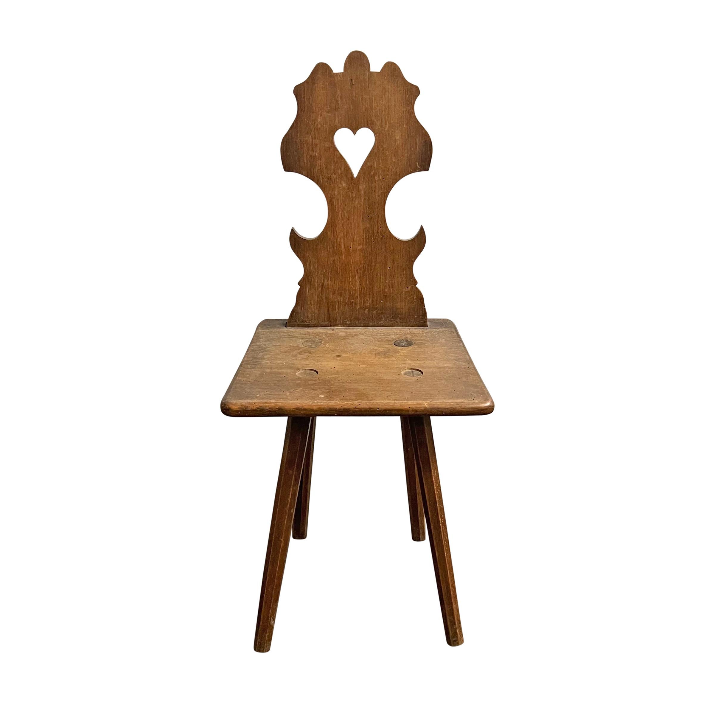 Hand-Carved Pair of 19th Century Italian Tyrolean Chairs