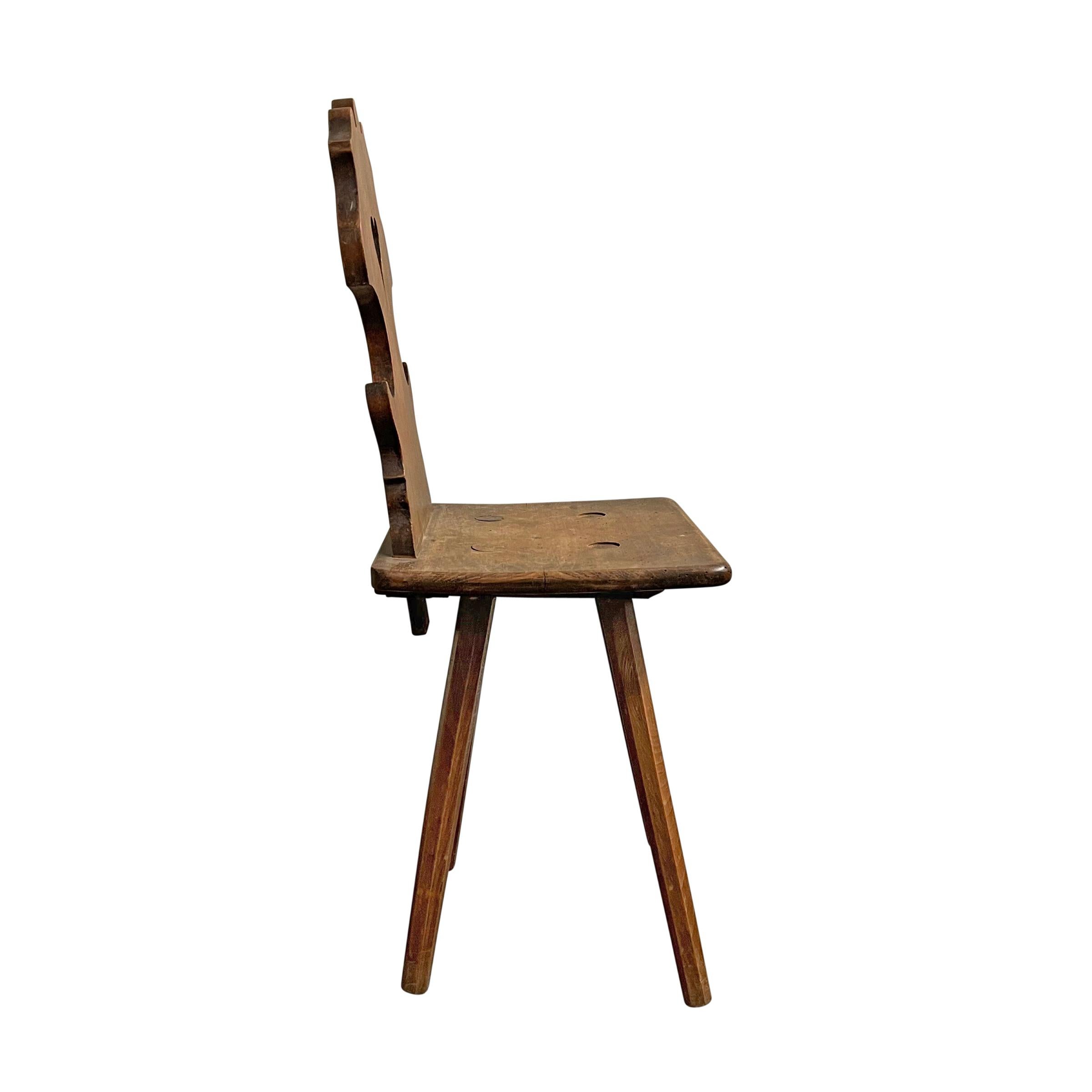 Walnut Pair of 19th Century Italian Tyrolean Chairs