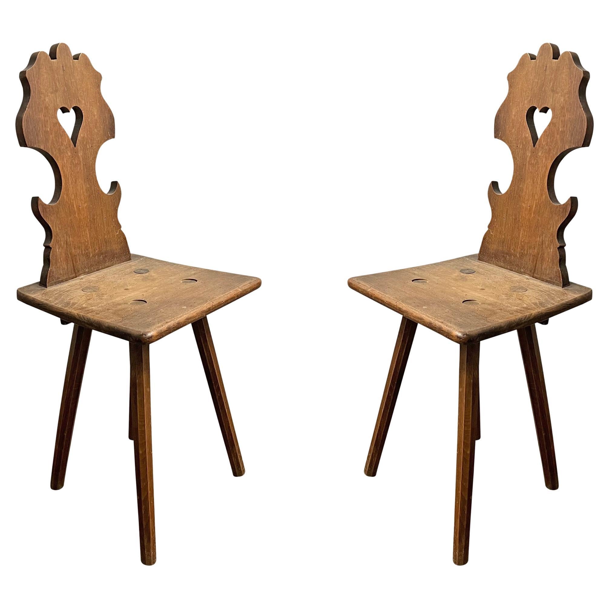 Pair of 19th Century Italian Tyrolean Chairs