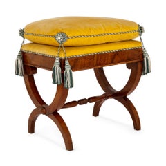Pair of 19th Century Italian Upholstered X-frame Stools