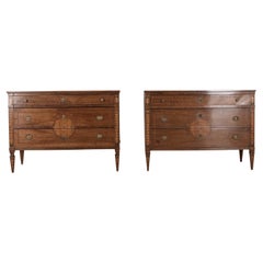 Pair of 19th Century Italian Walnut and Inlaid Commodes