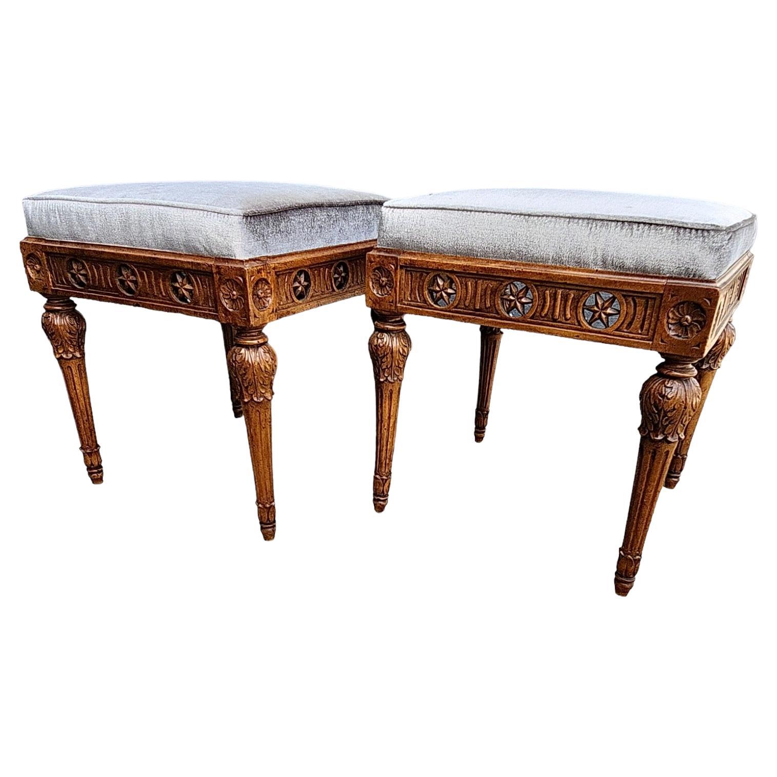 Pair of 19th Century Italian Walnut Benches