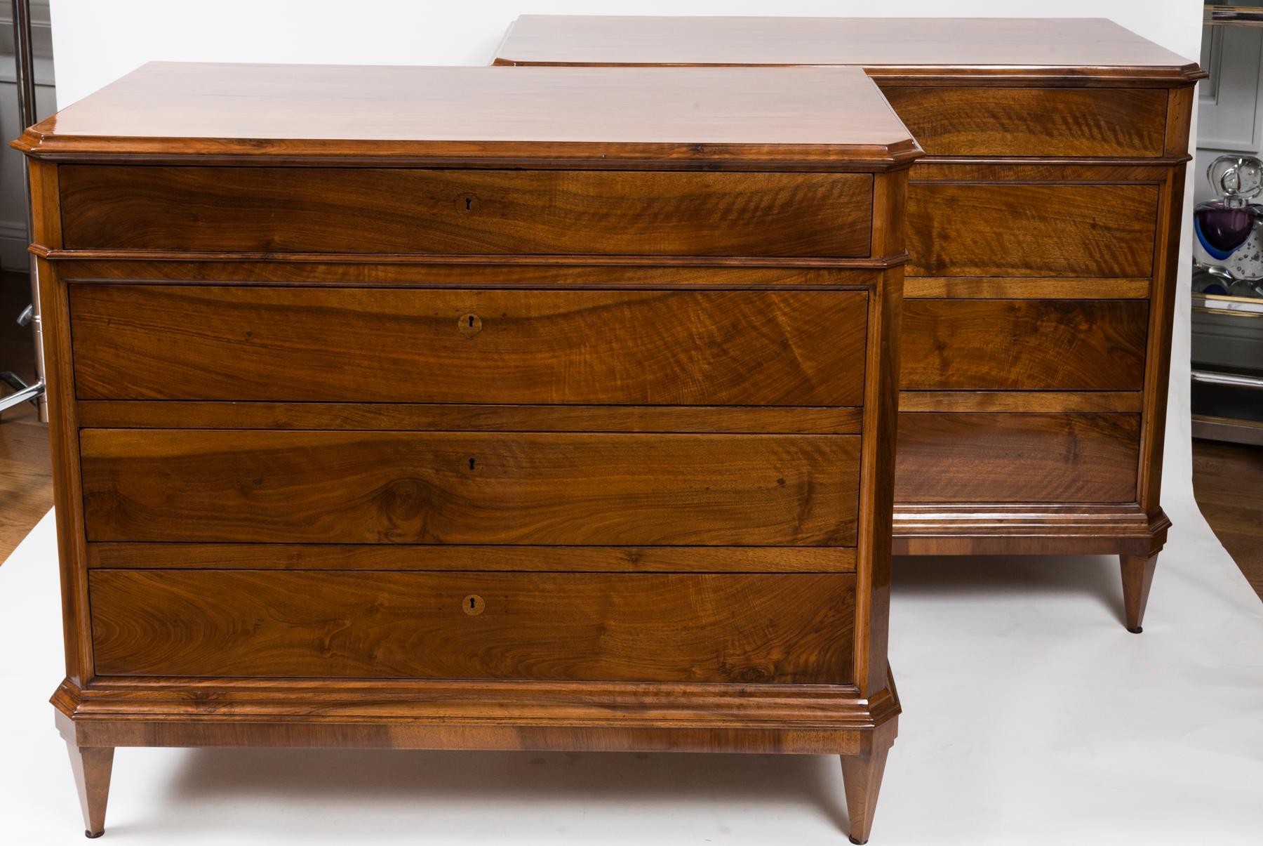 Pair Of 19th Century Italian Walnut Chests For Sale 9
