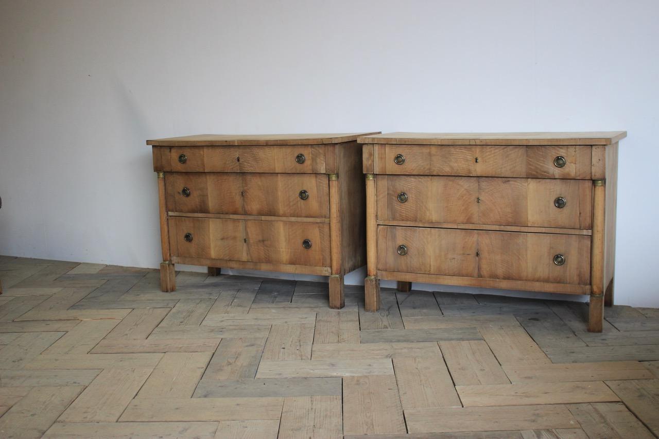 Bleached Pair of 19th Century Italian Walnut Commodes