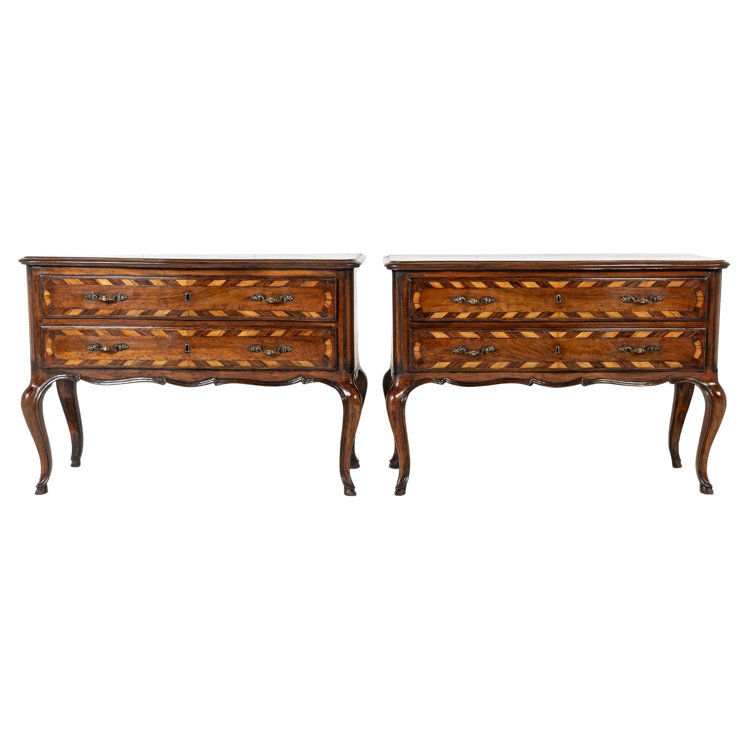 Pair of 19th Century Italian Walnut Commodes