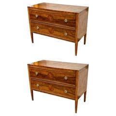 Pair of 19th Century Italian Walnut Neo-Classical Inlaid Commodes