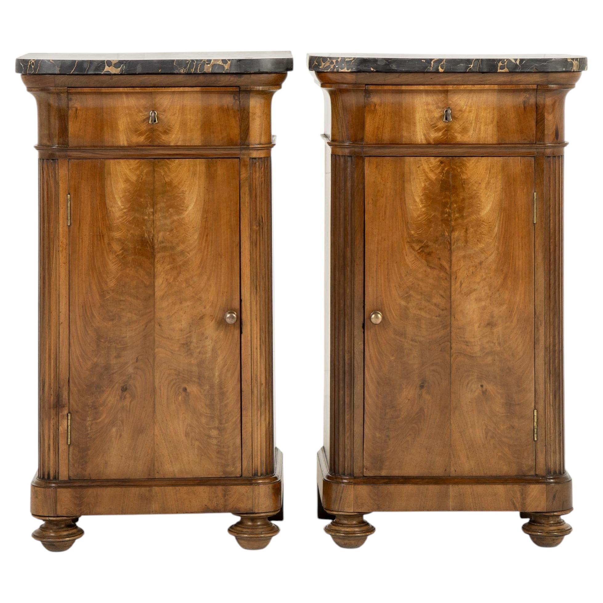 Pair of 19th Century Italian Walnut Side Cabinets For Sale