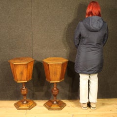 Pair of 19th Century Italian Walnut Wood Side Tables, 1880