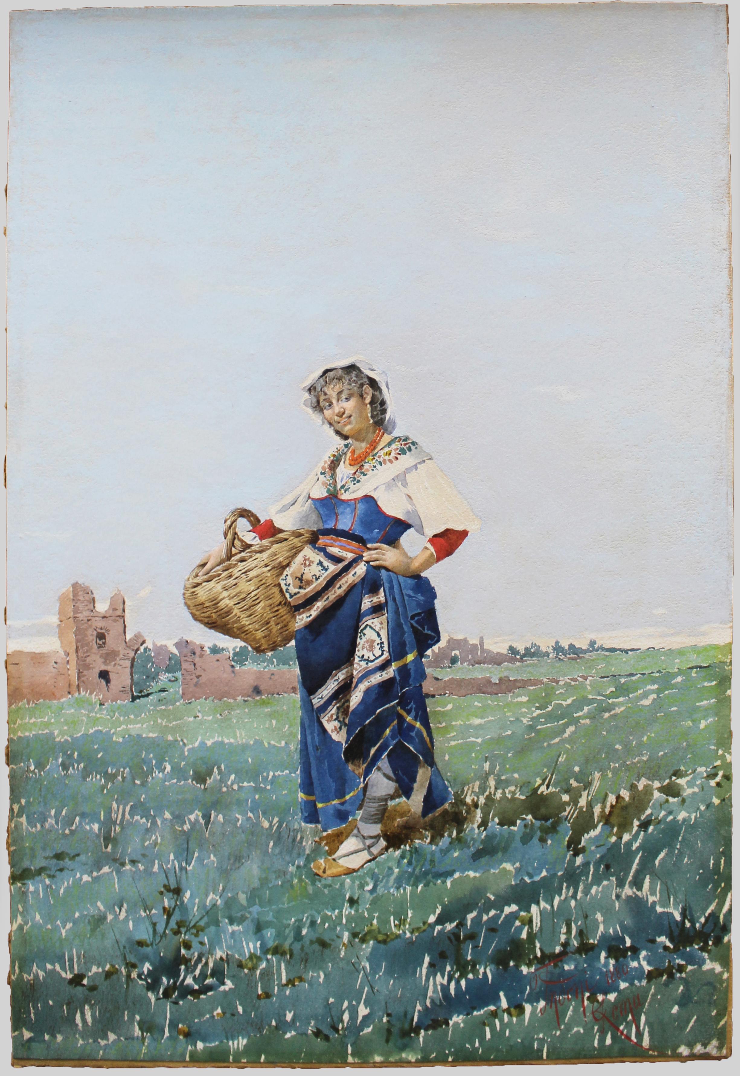 Pair of 19th Century Italian Watercolours by Filippo Indoni, Signed & Dated 1880 For Sale 8