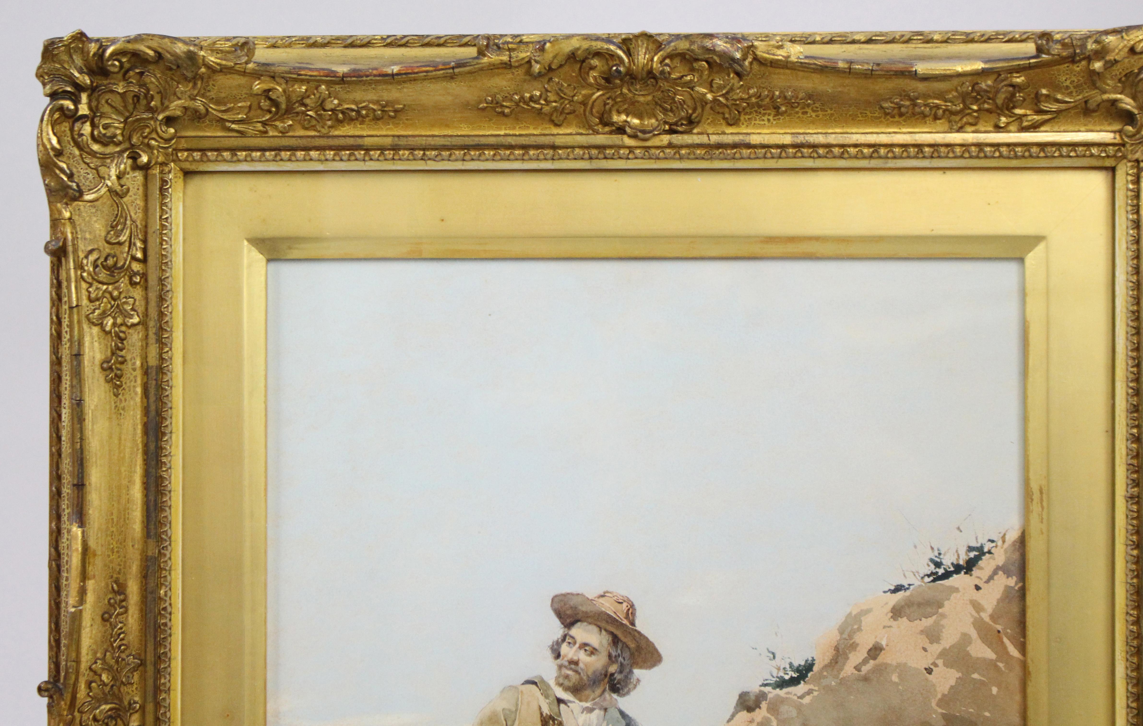 Pair of 19th Century Italian Watercolours by Filippo Indoni, Signed & Dated 1880 For Sale 11