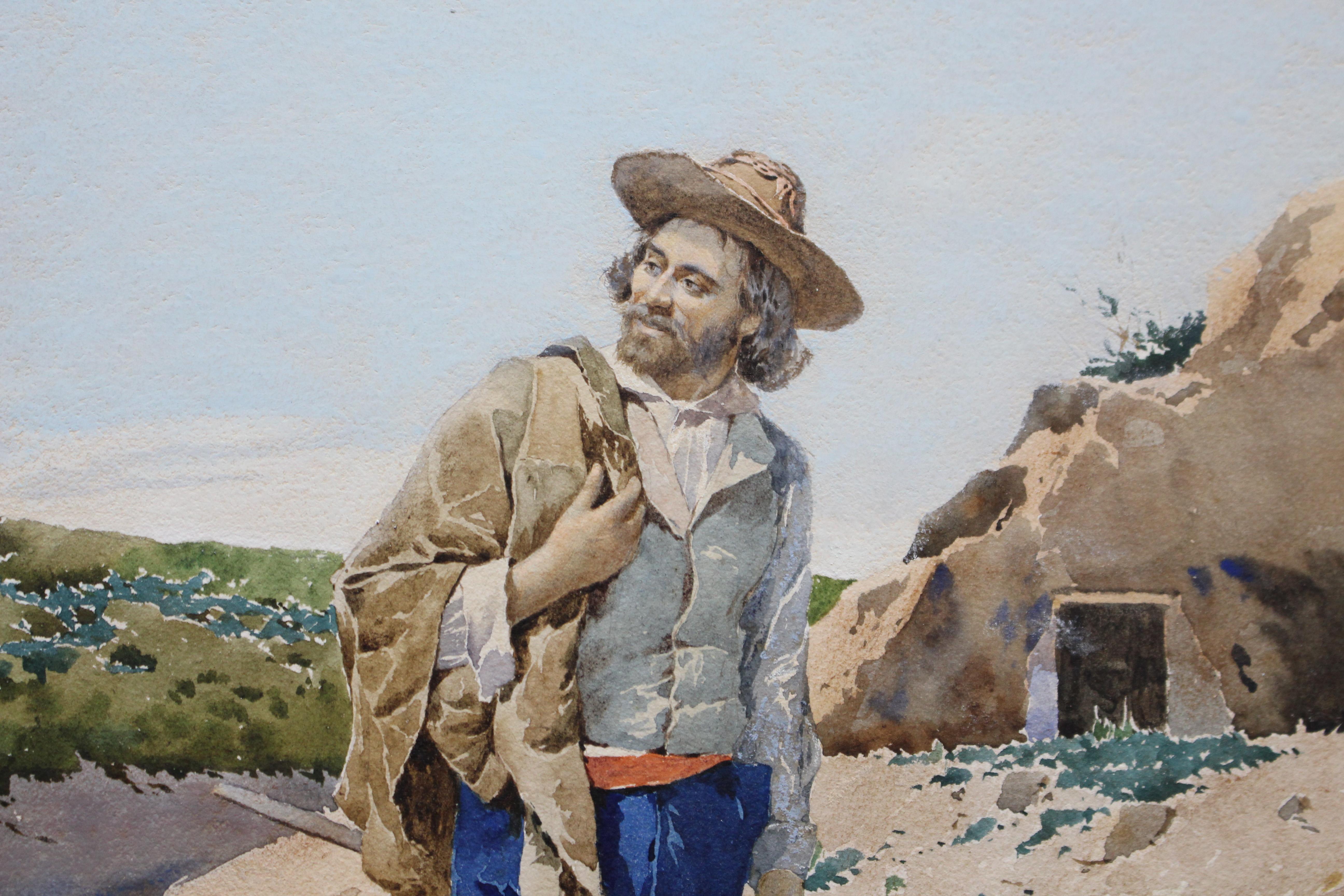 Pair of 19th Century Italian Watercolours by Filippo Indoni, Signed & Dated 1880 For Sale 12